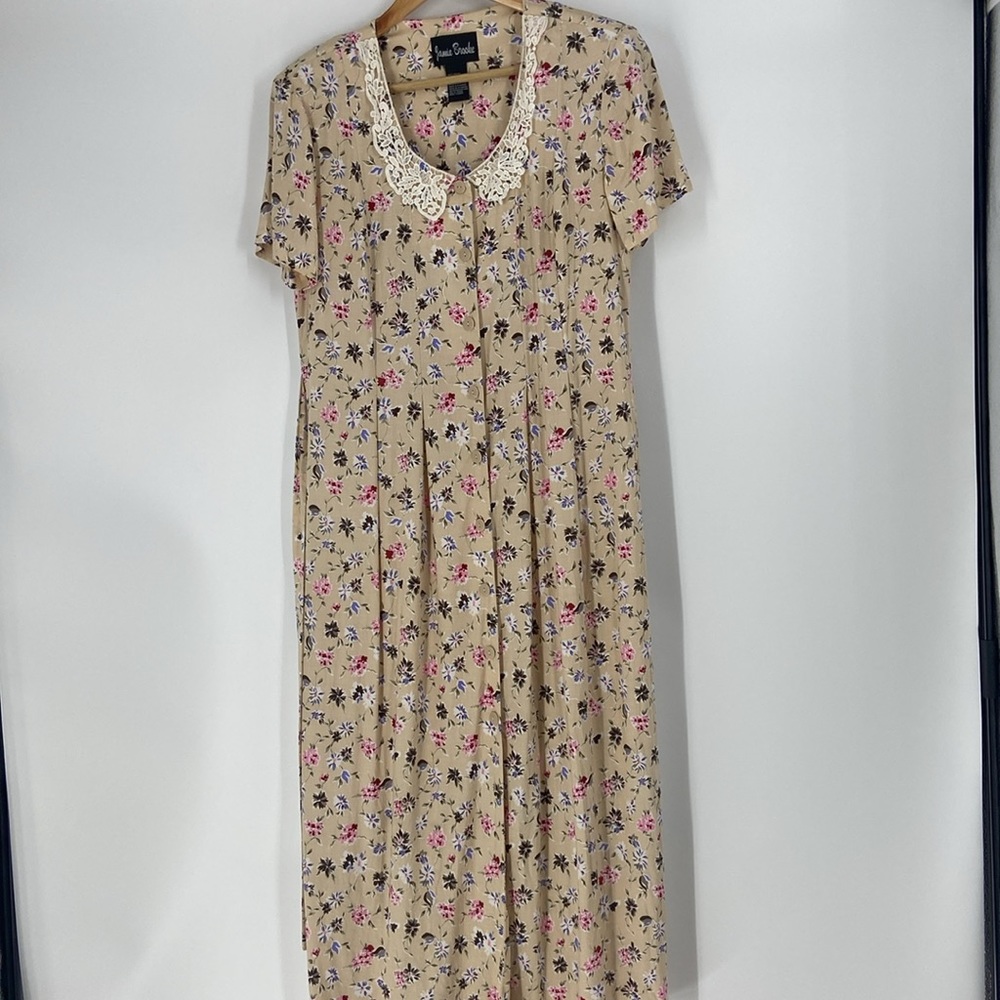 Vintage Jamie Brooke long floral spring  summer button front maxi dress